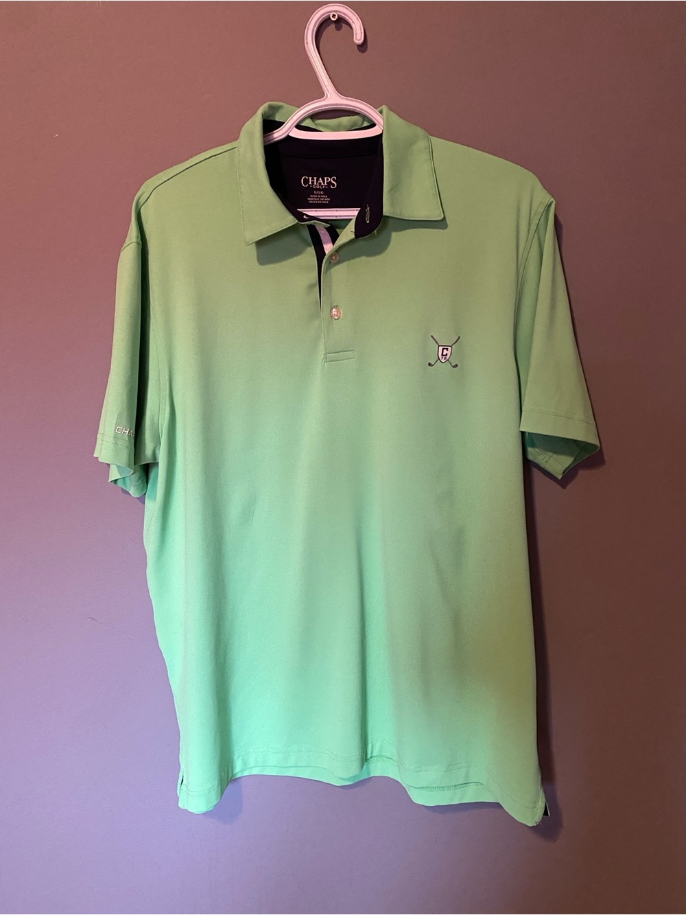 Chaps Men’s Light Green Polo Shirt with Embroidered Logo